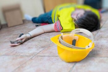 workers compensation lawyer construction worker lying down
