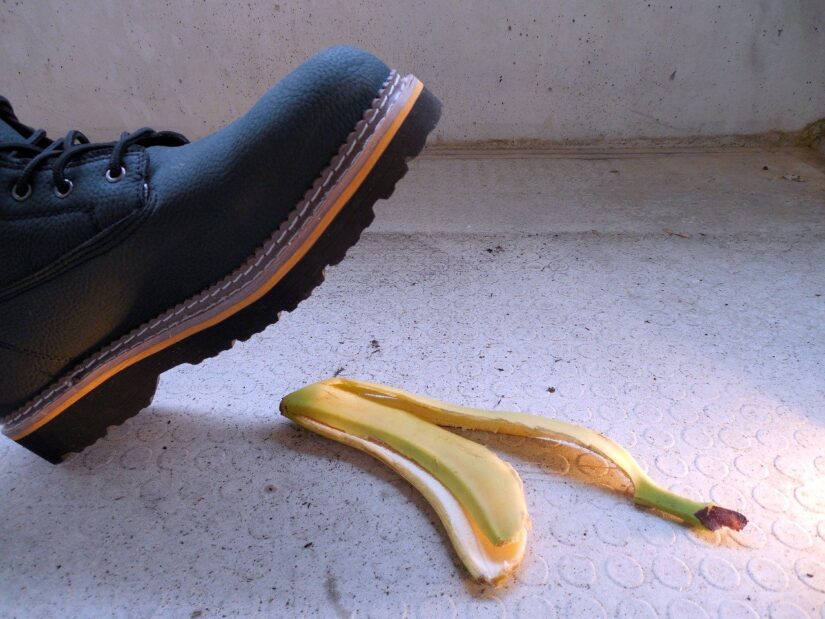 workers compensation lawyer foot on banana peel