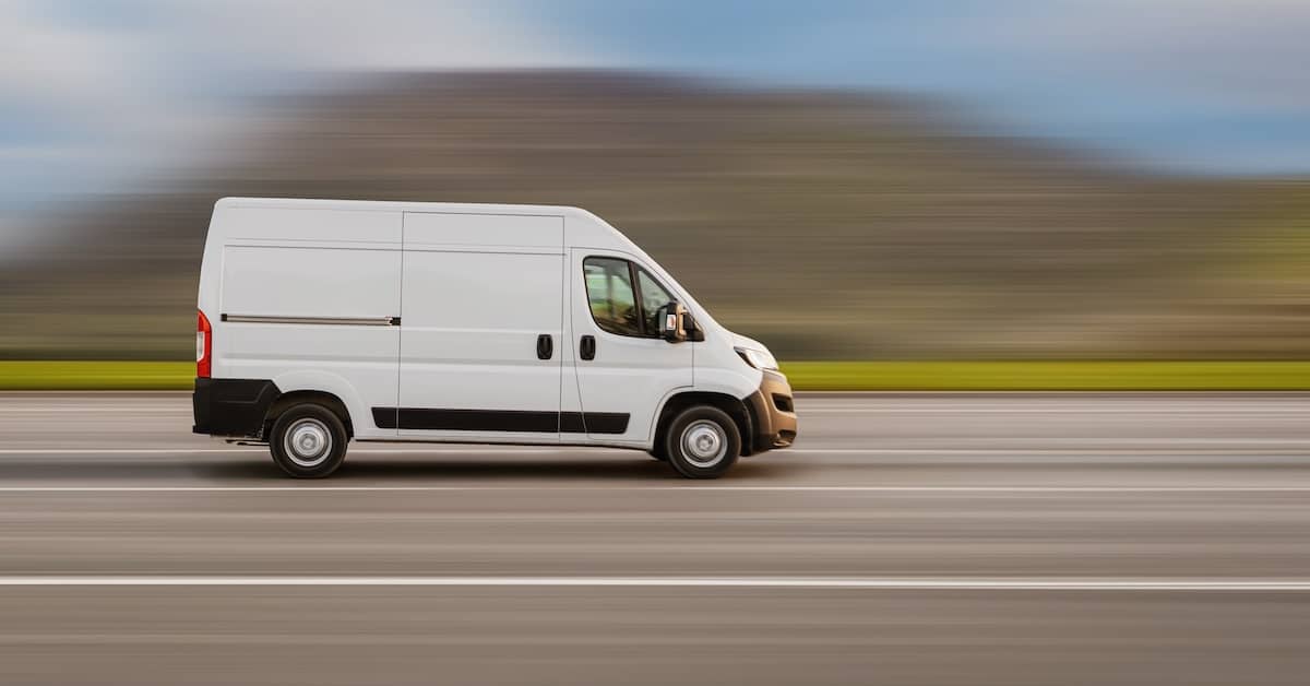 Commercial delivery van speeding down the road | Bernheim Kelley Injury Lawyers